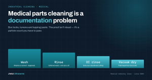 Four-stage medical instrument cleaning process: wash, rinse, DI rinse and vacuum dry