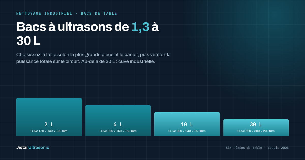 Bac à ultrasons de 1,3 à 30 L : dimensions, puissances et choix de la série