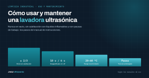 Cómo usar y mantener un limpiador por ultrasonidos de sobremesa: preparación, desgasificación, calentamiento, limpieza del tanque y solución de problemas